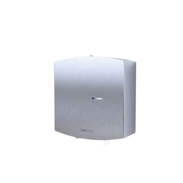 CWS 7630000 Edelstahl Toilettenpapier - Großrollenspender mit scharfen Abrisskanten, Rollenbremse und Füllstandsanzeige