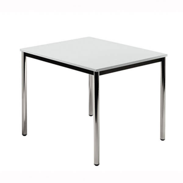 Büroeinrichtungen Besprechungstisch Tischplatte: Lichtgrau, umlaufender Stahlrahmen, Rahmen schwarz,