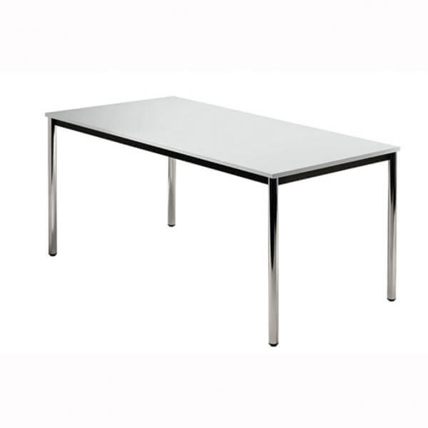 Büroeinrichtungen Besprechungstisch Tischplatte: Lichtgrau, umlaufender Stahlrahmen, Rahmen schwarz,