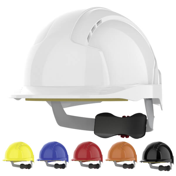 Produktbild von MUSTBAU Schutzhelm Mit LED-Licht – Belüftet, Verstellbar 53-62 Cm, Gelb-weiß-blau