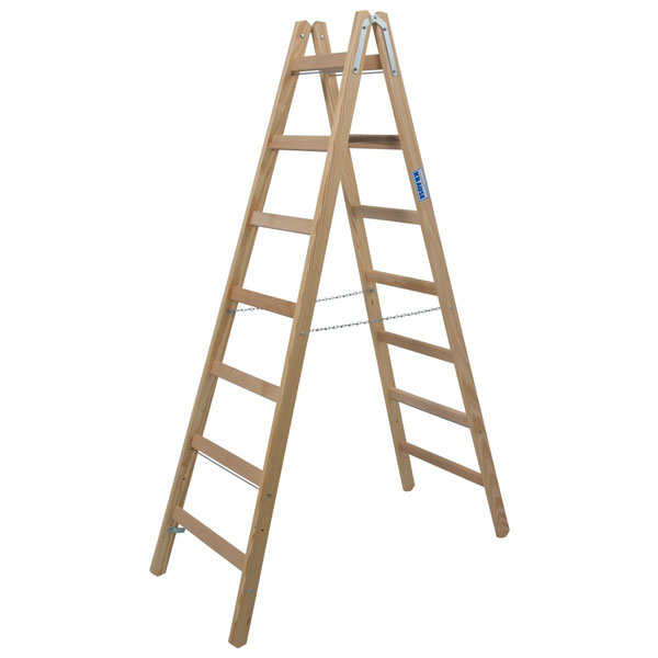Gewicht 9,3 kg Arbeitsh/öhe 3,4 m,Leiternh/öhe 1,65 m Stufenanzahl 2x7 Alu Stufen-DoppelLeiter,