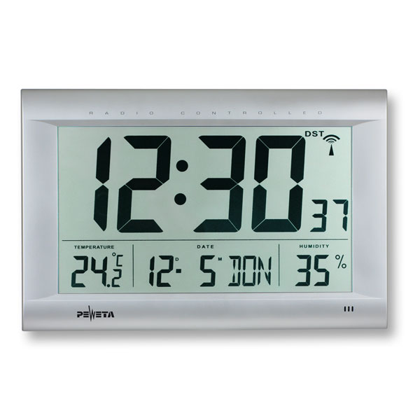 Peweta Lcd Digital Funkwanduhr Grosses Lcd Display Ziffernhohe 110 Mm Mit Autom Zeiteinstellung Kaufen
