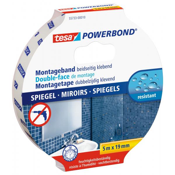 tesa Powerbond Montageband Spiegel doppelseitiges Fixierungs - Klebeband für Spiegel